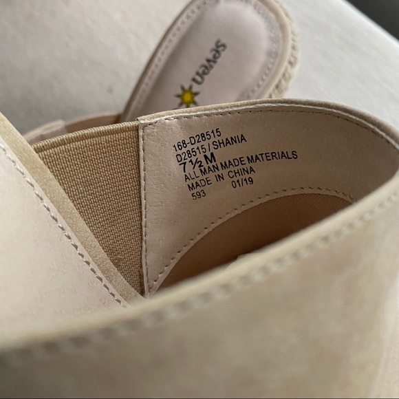 SEVEN DIALS SHANIA NATURAL/NUBUCK ESPADRILLE WEDGE SANDLE/SLIDE SZ 7.5 NWT - Picture 10 of 14
